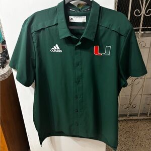 Adidas men’s miami hurricanes button down med men